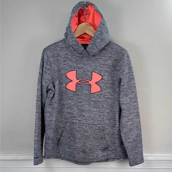 Under Armour Tops - Under Armour ColdGear Fleece Hoodie Sweatshirt in Blue Gray Pink Size Medium